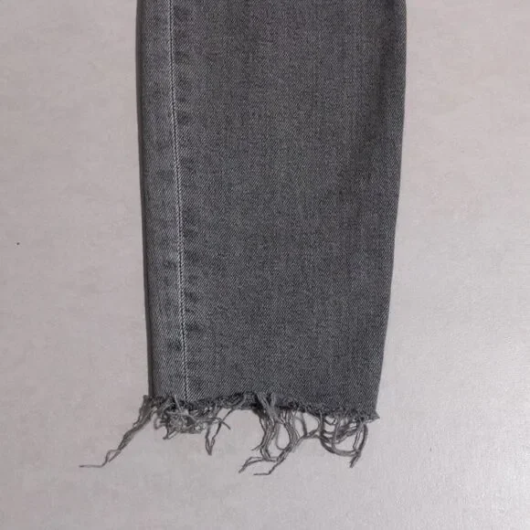 AGOLDE Pinch Waist Skinny Faded Black Stretch Denim Jeans Women's 26x28 Raw Hem - Picture 2 of 7